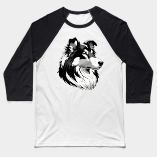 Stunning and Cool Collie Monochrome and Gold Portrait for Father's Day Baseball T-Shirt